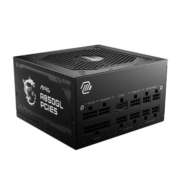 FUENTE DE PODER MSI MAG A850GL PCIE5 850W 80 PLUS GOLD FULL MODULAR ATX 306-7ZP8A23-CE0 NEGRO