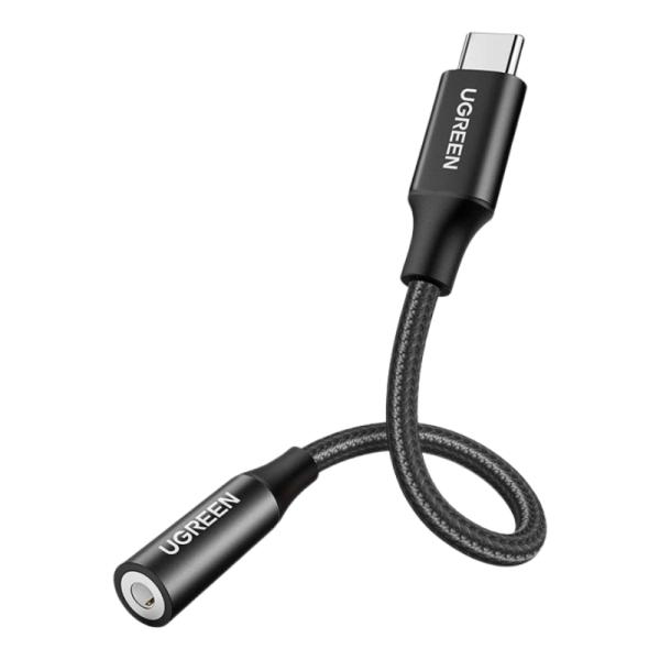 CABLE UGREEN AV142 USB-C MACHO A 3.5MM HEMBRA AUDIO 0.1M 70858 NEGRO