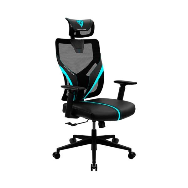 SILLA ERGONÓMICA THUNDERX3 YAMA1 CUERO SINTÉTICO TEGC-3030001.C1 NEGRO / CELESTE