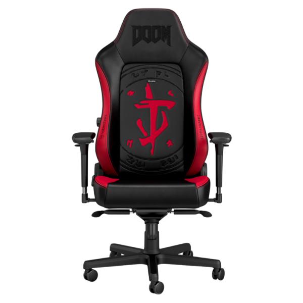SILLA GAMING ERGONÓMICA NOBLECHAIRS EDICIÓN HERO DOOM CUERO SINTÉTICO NBL-HRO-PU-DET NEGRO/ROJO