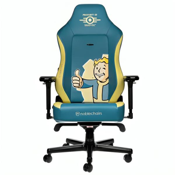 SILLA GAMING ERGONÓMICA NOBLECHAIRS HERO EDICIÓN FALLOUT VAULT-TEC CUERO SINTÉTICO NBL-HRO-PU-FVT AZUL / AMARILLO