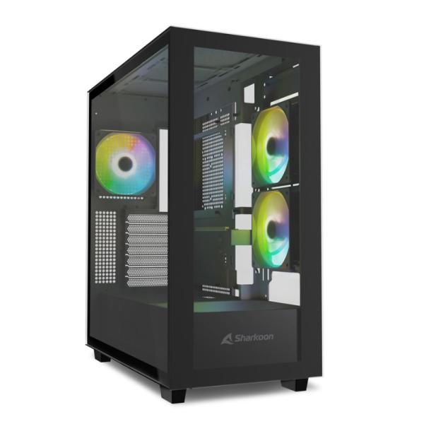 CASE GAMING RGB SHARKOON REBEL C60 MID TOWER VENTILADORES 4 DE 120MM CON VIDRIO LATERAL Y  FRONTAL 4044951040032 NEGRO