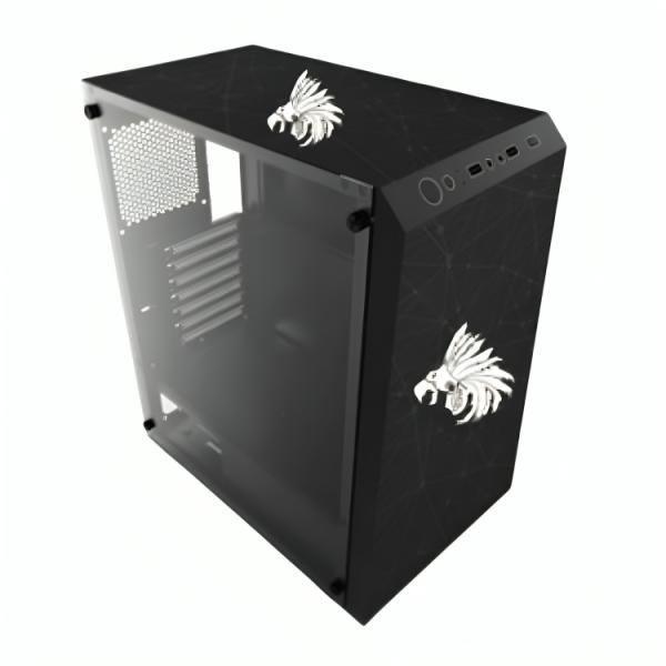 CASE GAMING RGB  EAGLE WARRIOR CG01W8RA001C MID TOWER SIN VENTILACIÓN INCLUIDA CON VIDRIO LATERAL NEGRO