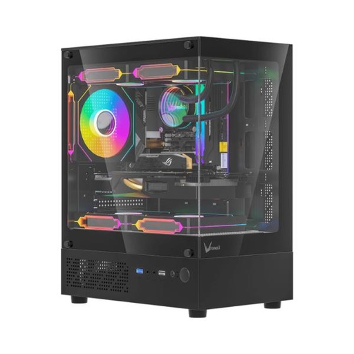 [CP3312] CASE FORMULA V LINE CRISTAL Z1CM PLUS AR MINI TORRE 3 ABANICOS ARGB DE 120 MM ACERO SPCC 4711401667148 NEGRO