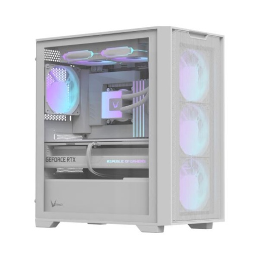 [CP3316] CASE RGB FORMULA V LINE AIR MESH GX600 PLUS MID TOWER 4X120MM ARGB VIDRIO TEMPLADO Y MALLA FRONTAL SIN FUENTE DE PODER 4711401668923 BLANCO