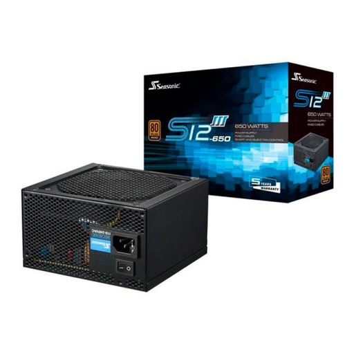 [21218] FUENTE DE PODER SEASONIC S12III 650 650W 80 PLUS BRONZE NO MODULAR ATX SSR-650GB3 NEGRO
