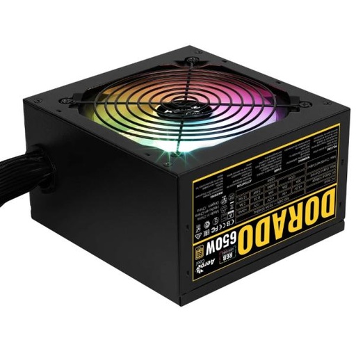 [CP5035] FUENTE DE PODER AEROCOOL DORADO 650W 80 PLUS GOLD NO MODULAR ATX ACPG-DO65FUC.11 NEGRO