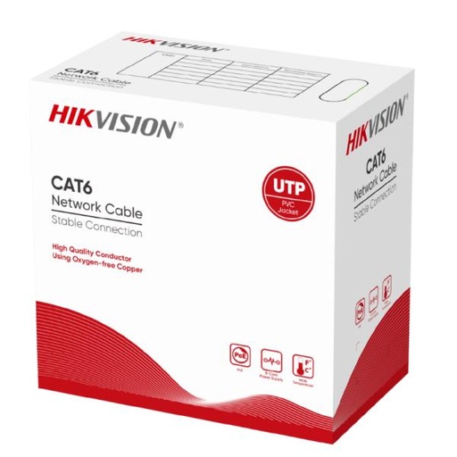 [1205150] CABLE DE RED UTP CAT6 HIKVISION DS-1LN6-UE-W(O-STD) 23AWG 305M 100% COBRE 307400070