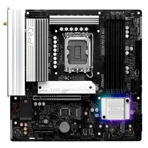[CP8128] TARJETA MADRE ASROCK B860M PRO RS WIFI LGA1851 MICRO ATX DDR5 NEGRO/PLATEADO