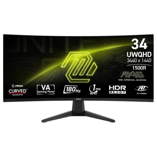 [DV1073] MONITOR GAMING MSI MAG 346CQ 34 PULG CURVO 3440 X 1440 180 HZ  ANTI-GLARE  HDMI Y DP  9S6-3DD71M-004 NEGRO