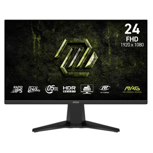 [DV1133] MONITOR GAMING MSI MAG 245F X24 24 PULG PLANA 1920X1080 240HZ IPS RÁPIDO FREESYNC PREMIUM DISPLAYPORT / HDMI 9S6-3BC81M-004 NEGRO