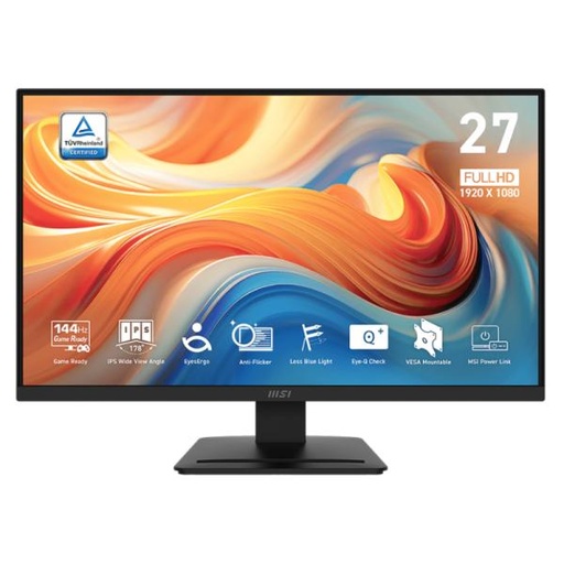 [DV1134] MONITOR MSI PRO MP273L E14 27 PULG PLANA 1920X1080 144HZ IPS FREESYNC HDMI  / VGA 9S6-3PE2CH-005 NEGRO