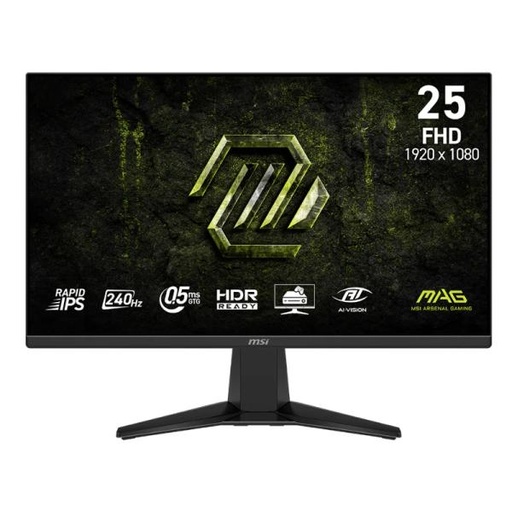 [DV1176] MONITOR GAMING MSI 25 PULG MAG 255F X24 PLANA 1920X1080 FULL HD 240 HZ RAPID IPS AMD FREESYNC PREMIUM HDMI / DISPLAYPORT 9S6-3BC91M-001 NEGRO