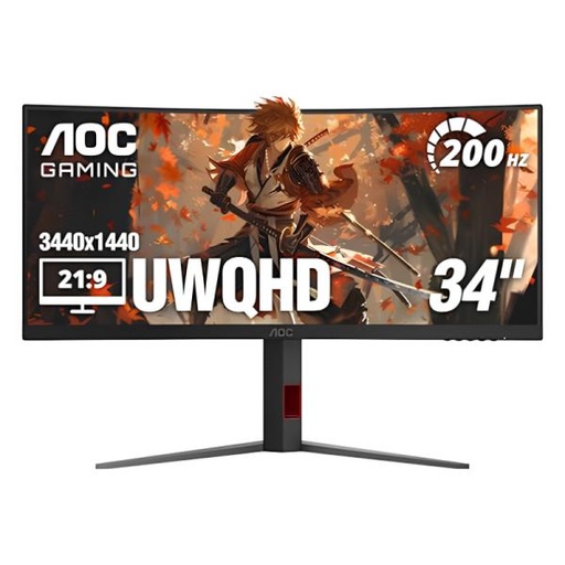 [DV1190] MONITOR GAMING AOC CU34G4H 34 PULG CURVA 1500R 3440X1440 QHD ULTRAWIDE 200HZ LCD LED FREESYNC HDMI/DISPLAYPORT NEGRO