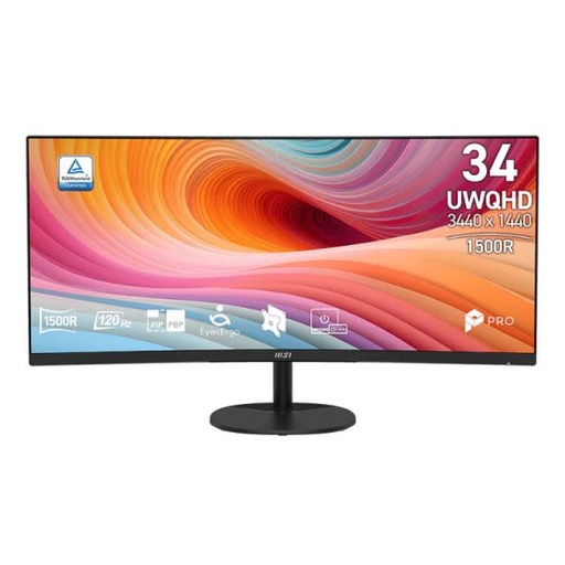 [DV1192] MONITOR MSI PRO MP341CQ E12 34 PULG CURVO 1500R 3440X1440 UWQHD 120 HZ PANEL VA AMD FREESYNC HDMI DP 9S6-3PB2CT-082 NEGRO
