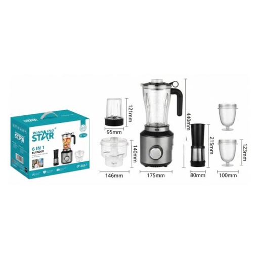 [ED1002] LICUADORA WINNING STAR ST-2087 6 EN 1 350W 1.8L ZZJ-1667-WST-110V-14568 PLATEADO / NEGRO