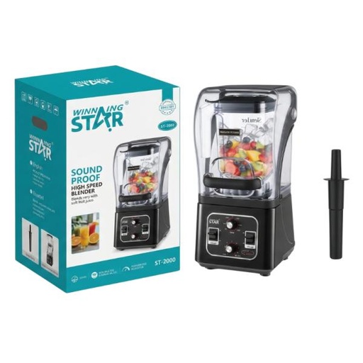 [ED1003] LICUADORA INSONORIZADA WINNING STAR ST-2090 DE ALTA VELOCIDAD 1600W 1.8L ZZJ-1691-WST-110V-38159 NEGRO