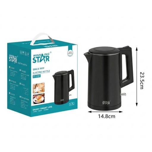[ED1026] HERVIDOR ELÉCTRICO WINNING STAR ST-2061 1000W 1.7L RSH-713-WST-110V-16691 NEGRO
