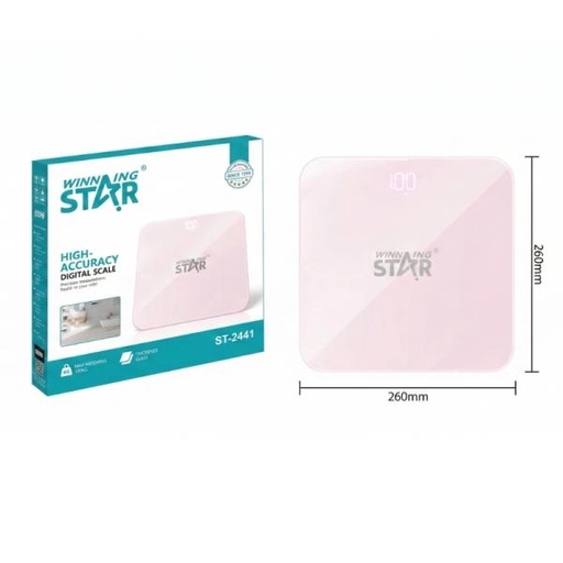 [ED3006] BÁSCULA DIGITAL WINNING STAR ST-2441 HASTA 180KG DZC-1219-WST-37785 ROSADO