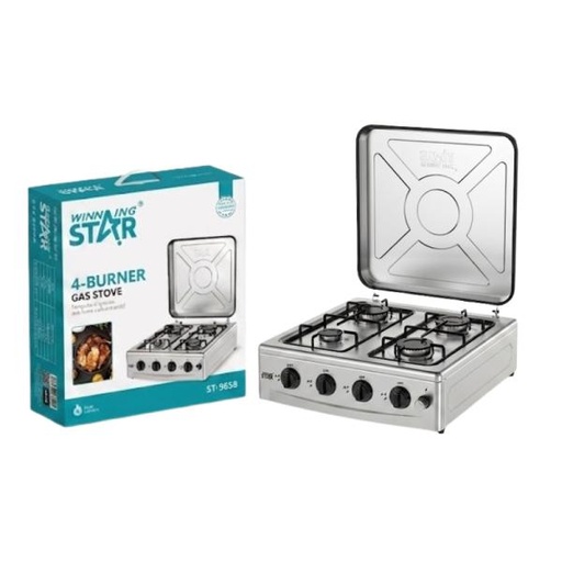 [ED3032] COCINA DE GAS DE 4 QUEMADORES WINNING STAR ST-9658 CON ENCENDIDO ELECTRICO OHL-462-WST-12210 PLATEADO