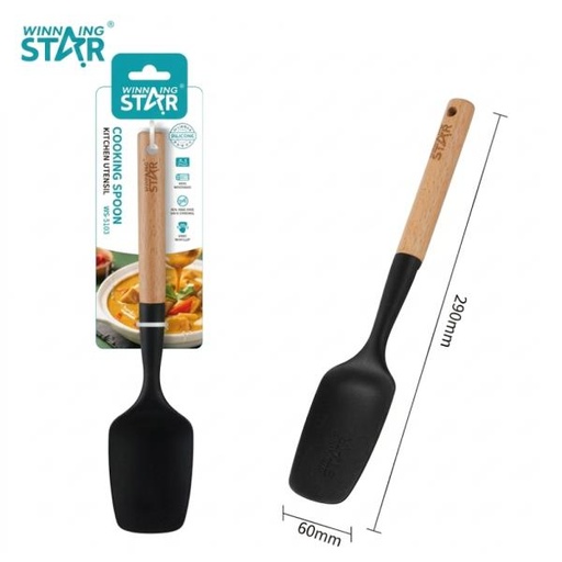 [ED4010] CUCHARA DE COCINA WINNING STAR ST-7556 SILICONA / NYLON / MADERA GC-1648-WST-38864 NEGRO / MADERA