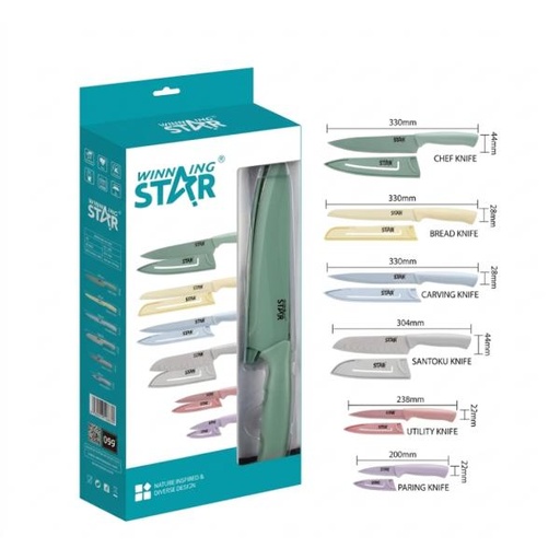 [ED4018] SET DE CUCHILLOS WINNING STAR ST-7808 6 PIEZAS DJ-1706-WST-38783