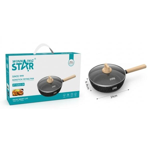 [ED4020] SÁRTEN ANTIADHERENTE WINNING STAR ST-5202-24 ALUMINIO 24CM X 6.9CM GUO-676-WST-15635 NEGRO