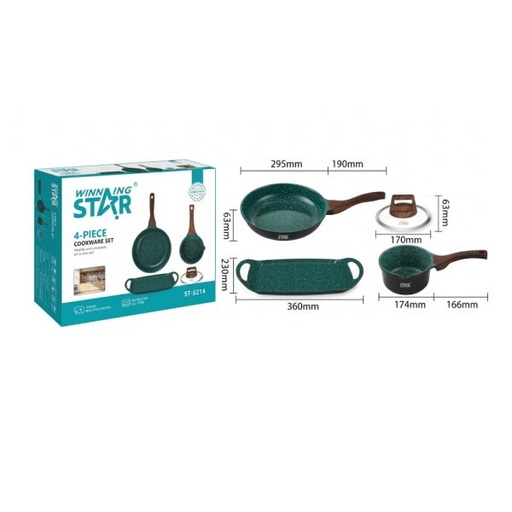 [ED4022] SET DE OLLAS WINNING STAR ST-5214 ALUMINIO 4 PIEZAS GUO-1032-WST-15635 VERDE