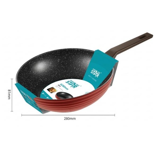[ED4034] SARTÉN WOK ANTIADHERENTE WINNING STAR ST-5228 ALUMINIO 28CM X 8.1CM GUO-1773-WST-18642 ROJO