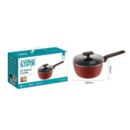 [ED4035] CACEROLA ANTIADHERENTE WINNING STAR ST-5227 ALUMINIO 18CM X 8.5CM GUO-1772-WST-18642 ROJO
