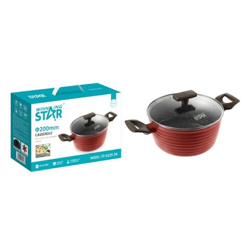 [ED4036] CACEROLA ANTIADHERENTE WINNING STAR ST-5229-20 ALUMINIO 20CM X 9.6CM GUO-1774-WST-18642 ROJO