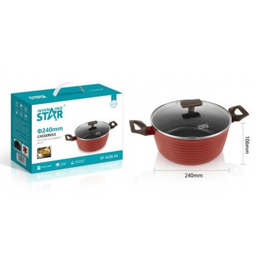 [ED4037] CACEROLA ANTIADHERENTE WINNING STAR ST-5229-24 ALUMINIO 24CM X 10.6CM GUO-1775-WST-18642 ROJO