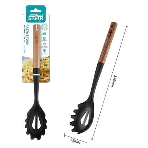 [ED4042] CUCHARA DE PASTA WINNING STAR ST-7552 SILICONA / NYLON / MADERA FP-1644-WST-38864 NEGRO / MADERA