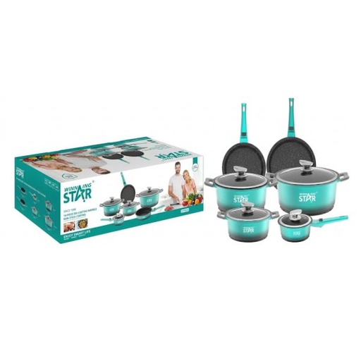 [ED4048] SET DE OLLAS WINNING STAR ST-5106 ALUMINIO 6 PIEZAS GUO-297-WST-DN TURQUESA