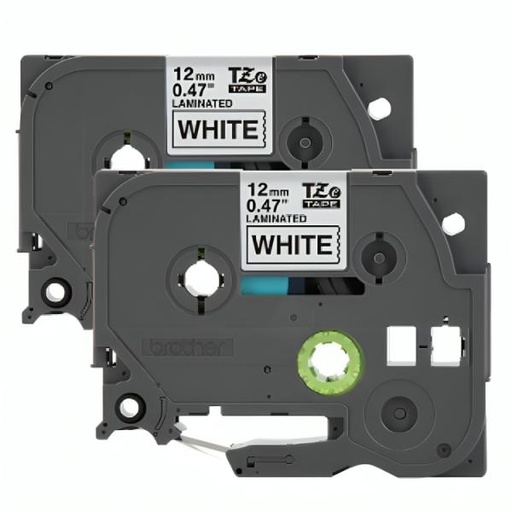 [IM1029] CINTA BROTHER TZE2312PKG 12MM X 8M COMPATIBLE CON P-TOUCH NEGRO SOBRE FONDO BLANCO 2 PACK