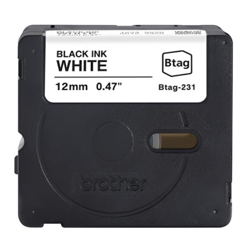 [IM1041] CINTA DE ETIQUETADO BROTHER BTAG231 12MM X 4M COMPATIBLE CON P-TOUCH  NEGRO SOBRE FONDO BLANCO