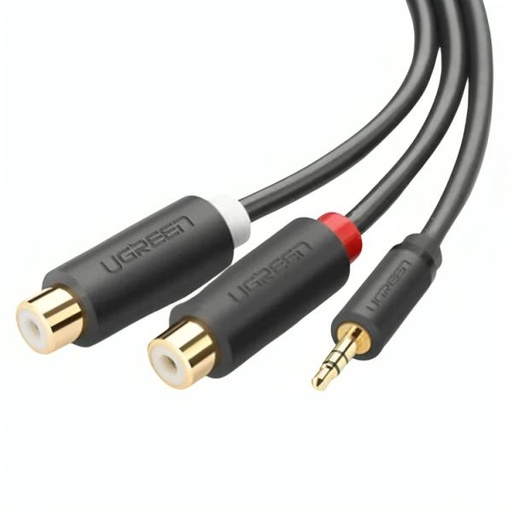 [AC3136] CABLE UGREEN AV109 MACHO 3.5MM A HEMBRA 2RCA 25CM 10547 GRIS