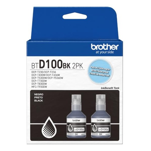 [IM1058] KIT DE TINTA 2 RECARGAS BTD100BK2PKMEX INKBENEFIT NEGRO