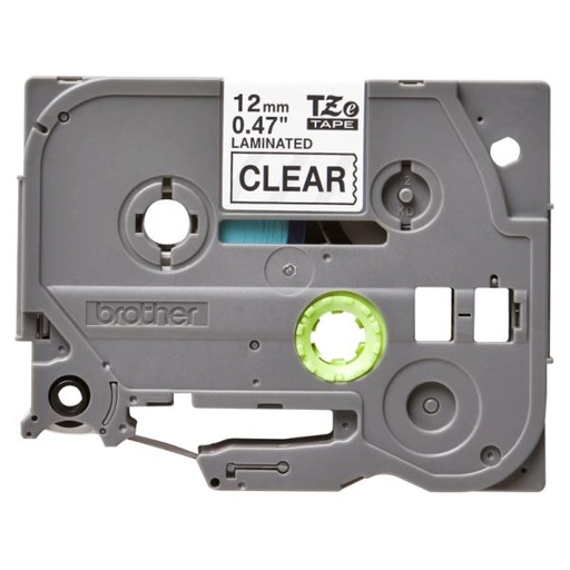 [IM1072] CINTAS DE ETIQUETADO BROTHER TZE131G 12MM X 8M COMPATIBLE CON P-TOUCH NEGRO SOBRE FONDO TRANSPARENTE