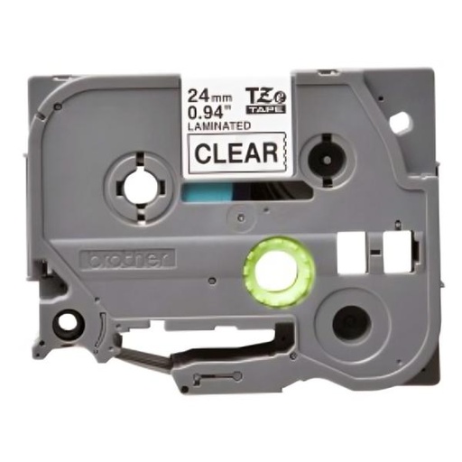 [IM1083] CINTA BROTHER TZE151G 24MM X 8M COMPATIBLE CON P-TOUCH NEGRA SOBRE TRANSPARENTE LAMINADA