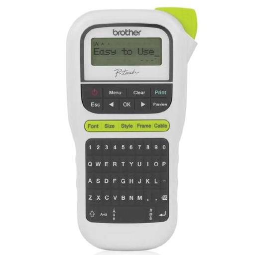 [IM2015] IMPRESORA DE ETIQUETA BROTHER PTH110 20MM/SEG PORTÁTIL 2 LINEAS DE IMPRESIÓN BLANCO / VERDE