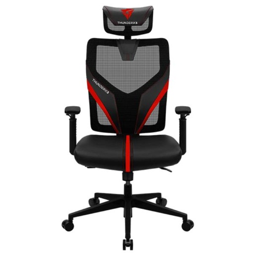 [HO3039] SILLA GAMING ERGONÓMICA THUNDERX3 YAMA1 MALLA CON CUERO SINTÉTICO TEGC-3030001.R1 NEGRO/ROJO