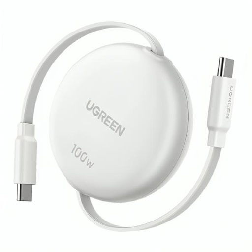 [AC3220] CABLE RETRÁCTIL UGREEN L531 USB-C A USB-C 100W CARGA RÁPIDA 95673 BLANCO