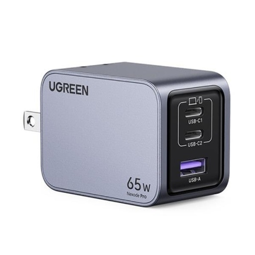 [AC6004] CARGADOR DE PARED UGREEN X755 NEXODE PRO 3 PUERTOS 2 USB-C Y 1 USB-A CARGA RAPIDA 65W 25870 GRIS