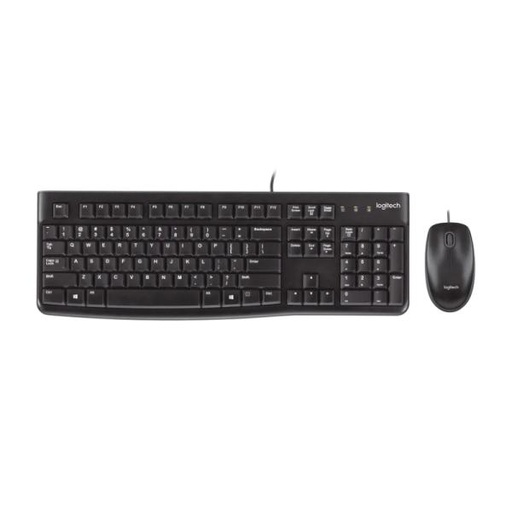 [1213005] TECLADO Y MOUSE LOGITECH MK120 MEMBRANA ALÁMBRICO USB INGLÉS 920-002565 NEGRO
