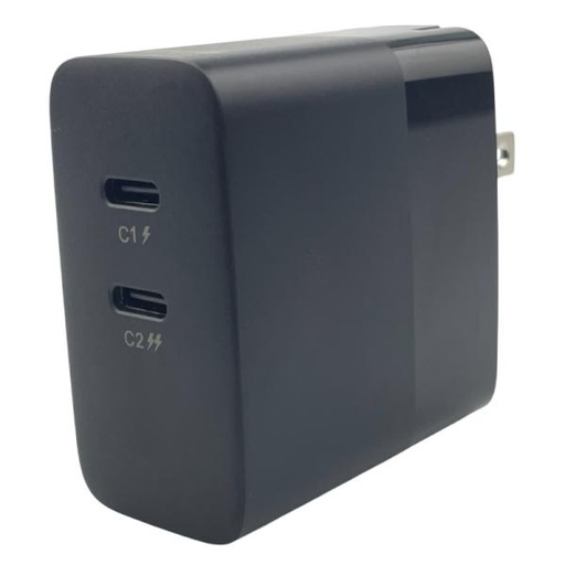 [AC6016] CARGADOR DE PARED NOVA PA045RBU001C 45W 2 PUERTOS USB-C CARGA RAPIDA CON ENCHUFE PLEGABLE NEGRO