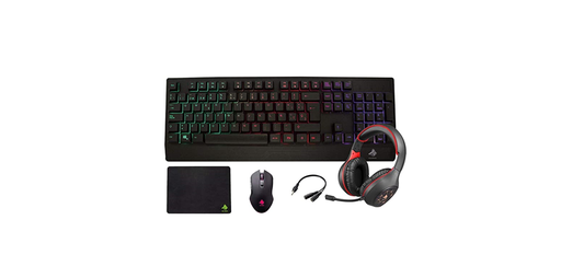 [12150] KIT GAMING  EAGLE WARRIOR RHINO 4 IN 1  TECLADO RAINBOW COLOR LETTER BACKLIGHT+ MOUSE + MOUSE PAD+ HEADSET + (KMB302+ MOM636+ FXX24182+ FHS3007)