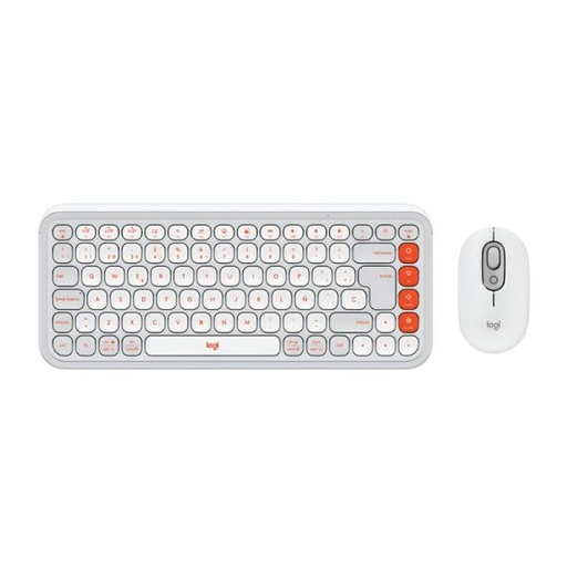 [PF3005] TECLADO Y MOUSE LOGITECH POP ICON COMBO INALÁMBRICO BLUETOOTH ESPAÑOL 920-013055 BLANCO