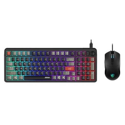 [PF3060] TECLADO Y MOUSE GAMING RGB MSI FORGE GK110 COMBO US ALÁMBRICO USB INGLÉS S11-04USS02-HH9 NEGRO