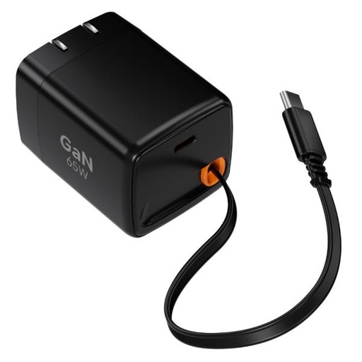 [AC6059] CARGADOR DE PARED RETRÁCTIL NOVA AD-782 65W USB-C W/ US E010-181 NEGRO